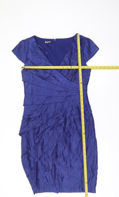 M&Co Boutique Women’s Blue V-Neck Sheath Dress Size 12 Formal Cocktail
