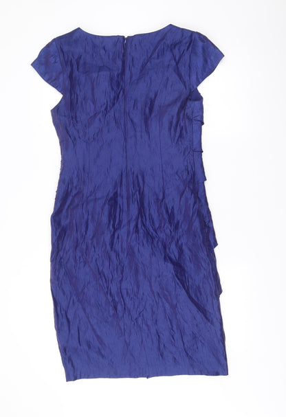 M&Co Boutique Women’s Blue V-Neck Sheath Dress Size 12 Formal Cocktail