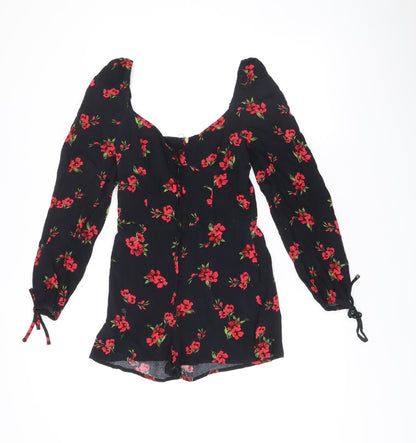 Urban Outfitters Women’s Black XS Floral Long Sleeve Playsuit