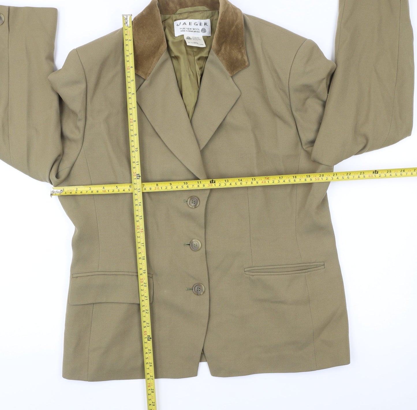 Jaeger Men's Brown Wool Blazer Jacket 3 Button Classic Formal 40R