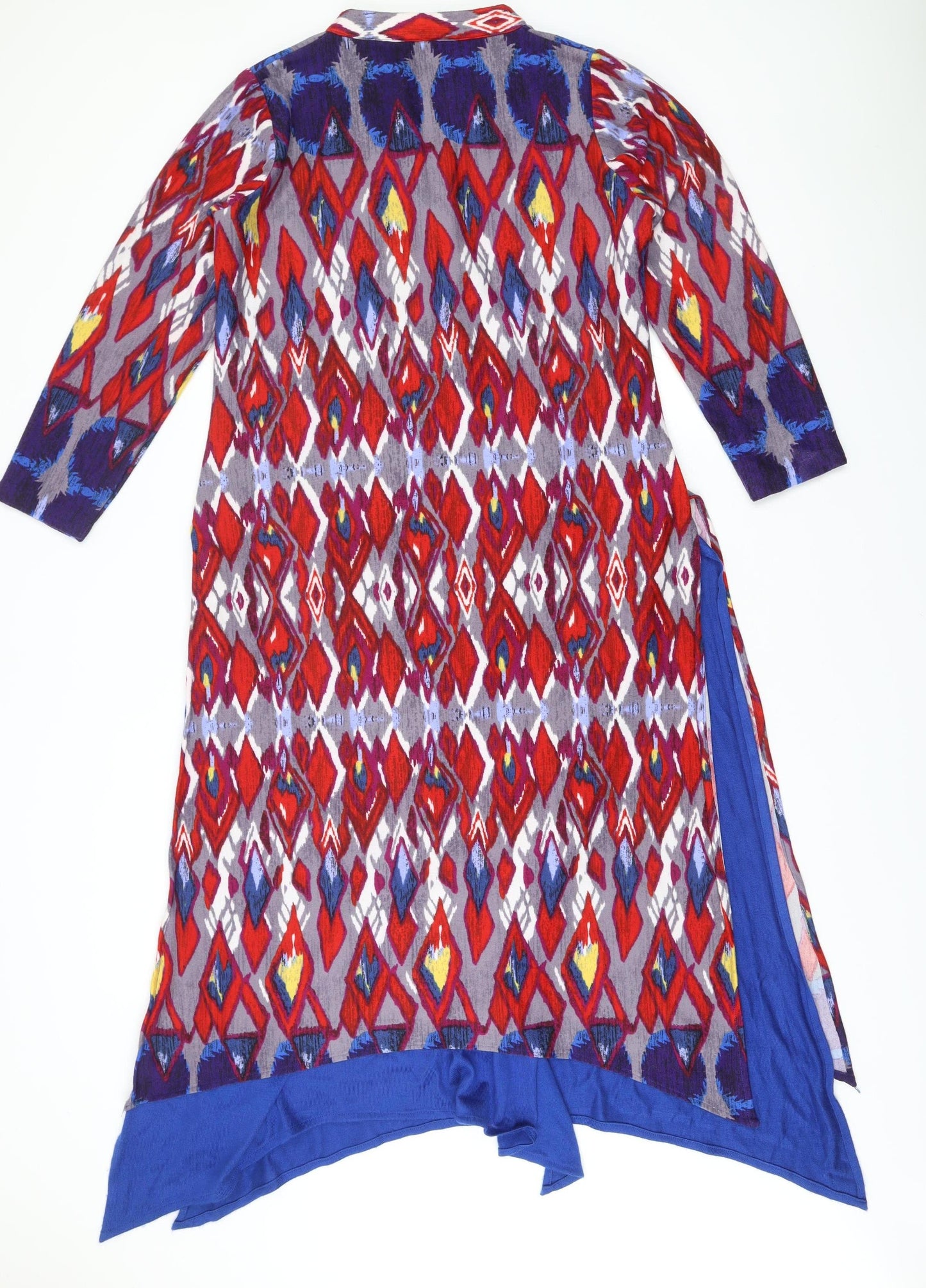 Pretty One Womens Multicoloured XL Midi Shift Dress 3/4 Sleeve V-Neck