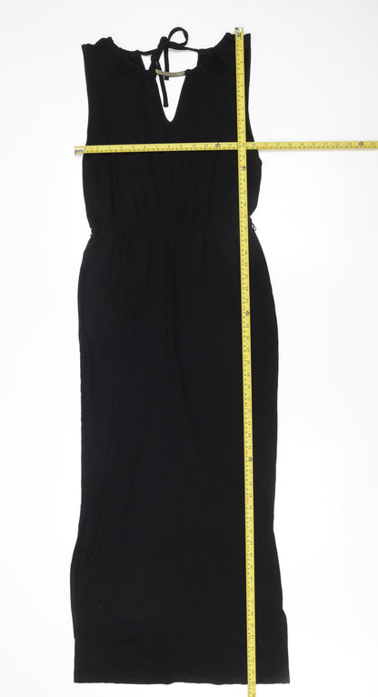 Oasis Womens Black Sheath Dress Size 12 Sleeveless Keyhole Neck