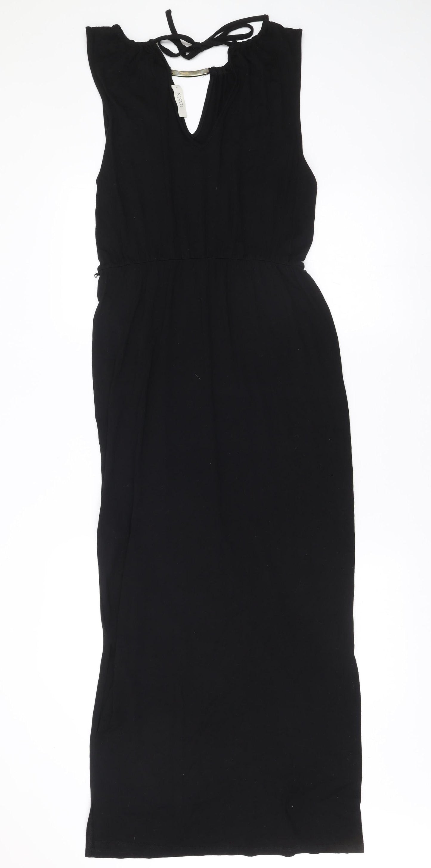 Oasis Womens Black Sheath Dress Size 12 Sleeveless Keyhole Neck