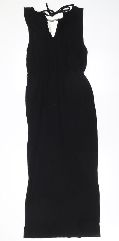 Oasis Womens Black Sheath Dress Size 12 Sleeveless Keyhole Neck