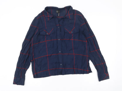 Womens UK Size M Mango Blue Basic Button-Up