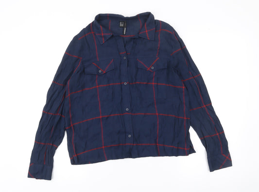 Womens UK Size M Mango Blue Basic Button-Up