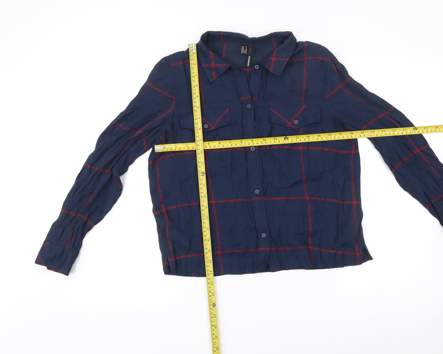 Womens UK Size M Mango Blue Basic Button-Up