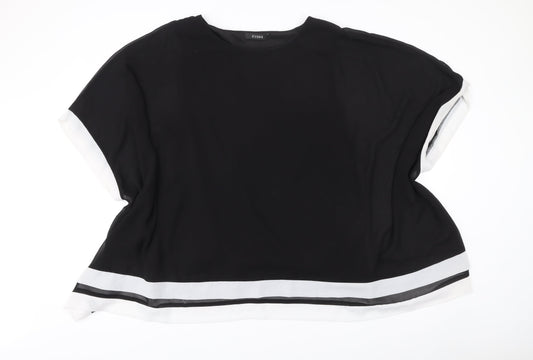 Evans Womens Plus Size 26/28 Black White Colourblock Chiffon Blouse
