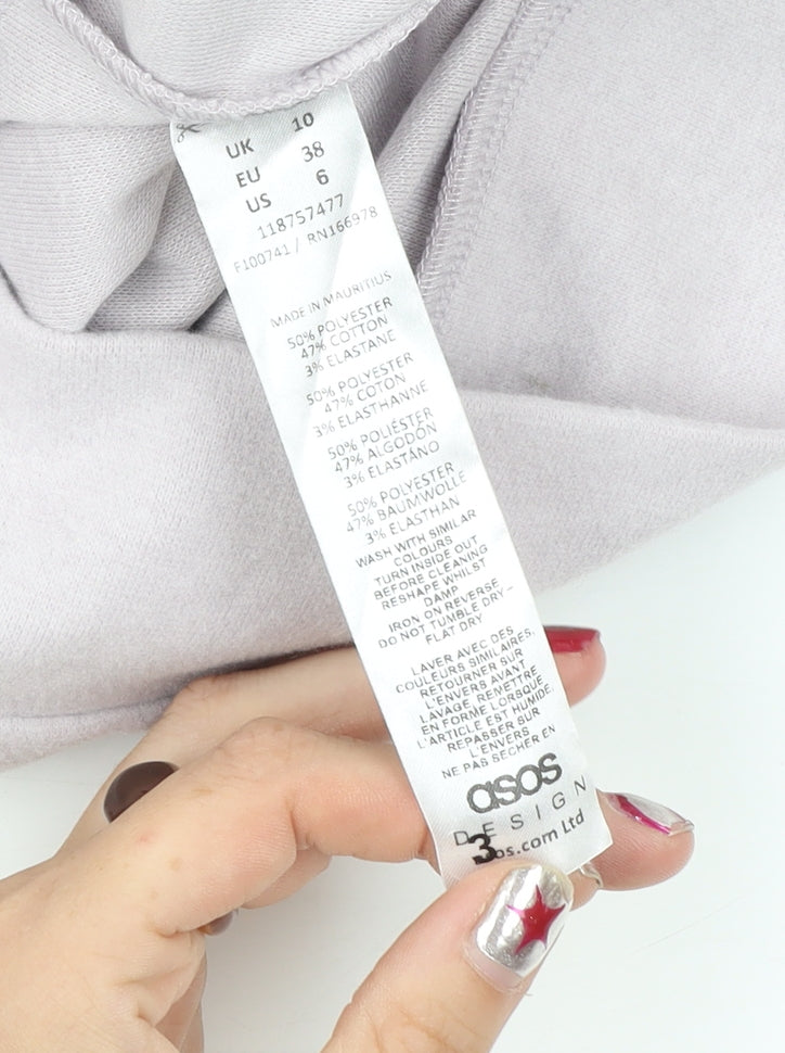 Womens UK Size 10 ASOS Design Grey Wrap Blouse