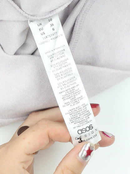 Womens UK Size 10 ASOS Design Grey Wrap Blouse