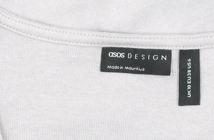Womens UK Size 10 ASOS Design Grey Wrap Blouse
