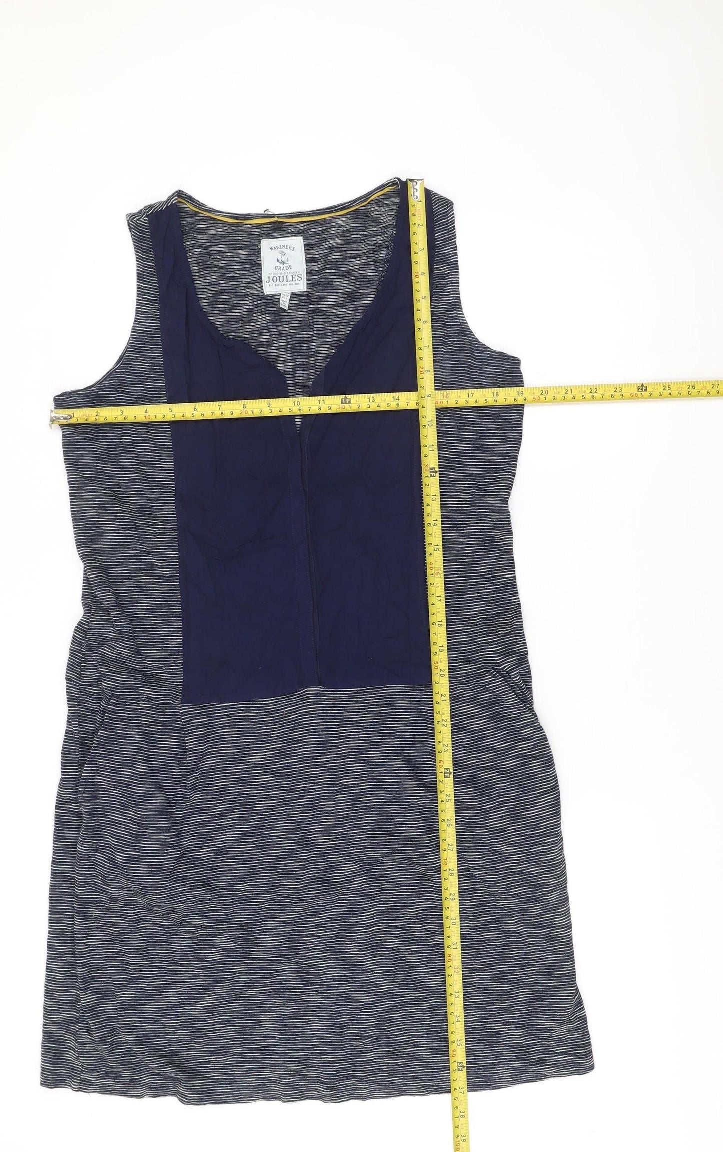 Joules Womens Blue Striped Shift Dress Size 14 Sleeveless Nautical