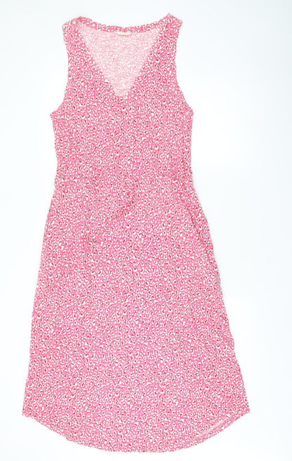 Hush Womens Pink Animal Print Cotton Shift Dress Size 14