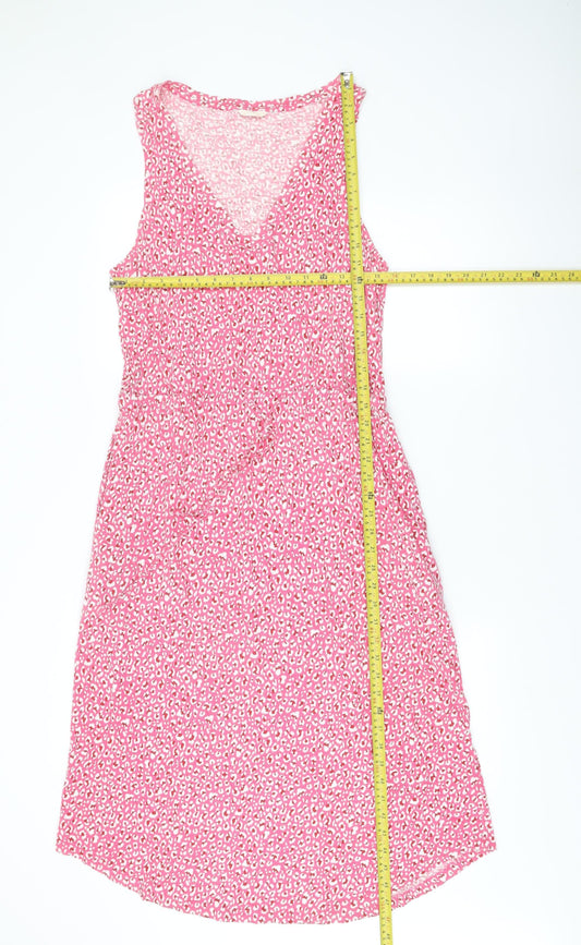 Hush Womens Pink Animal Print Cotton Shift Dress Size 14