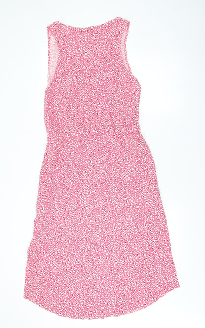 Hush Womens Pink Animal Print Cotton Shift Dress Size 14