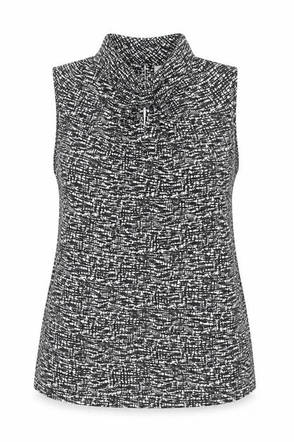 Edina Ronay Womens Black White Geometric Sleeveless Blouse Size 16