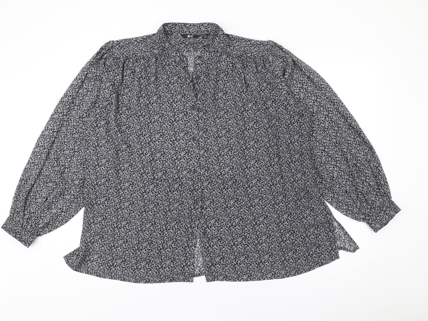 Uniqlo Women’s Black Floral Tunic Blouse Size M Long Sleeve Chiffon