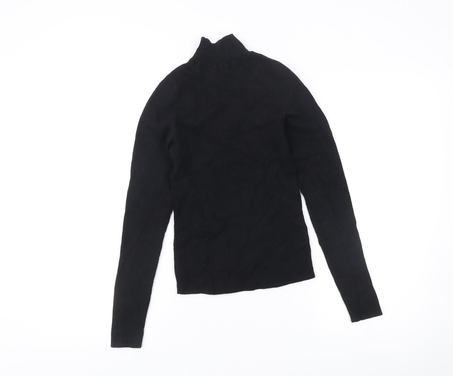 & Other Stories Womens Black XS Mock Neck Slim Fit Wool Blend Jumper