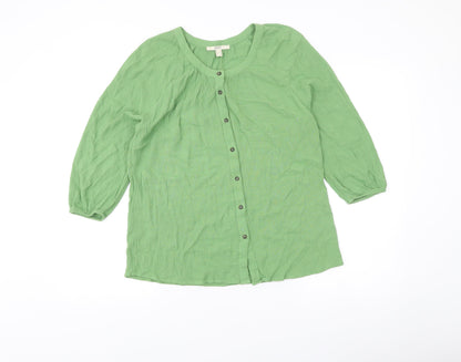 Esprit Women’s Green Button-Up Tunic Blouse Size 10 UK Scoop Neck