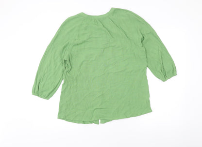 Esprit Women’s Green Button-Up Tunic Blouse Size 10 UK Scoop Neck