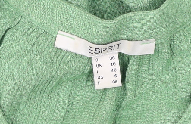 Esprit Women’s Green Button-Up Tunic Blouse Size 10 UK Scoop Neck