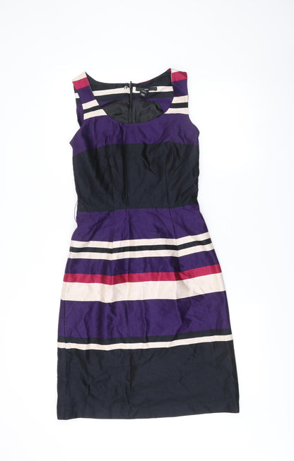 H&M Women’s Sleeveless Striped Sheath Dress Size 6 Multi Knee Length