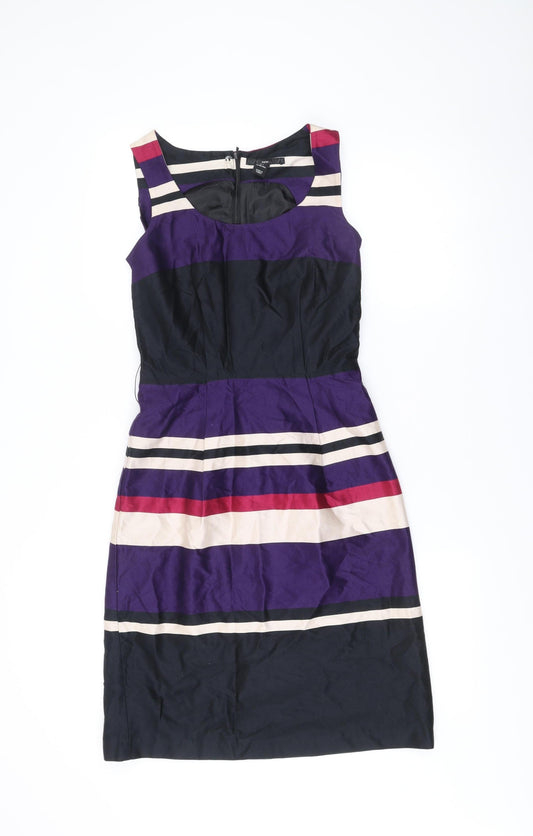 H&M Women’s Sleeveless Striped Sheath Dress Size 6 Multi Knee Length
