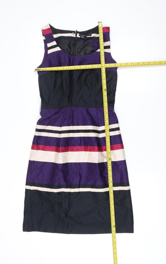 H&M Women’s Sleeveless Striped Sheath Dress Size 6 Multi Knee Length