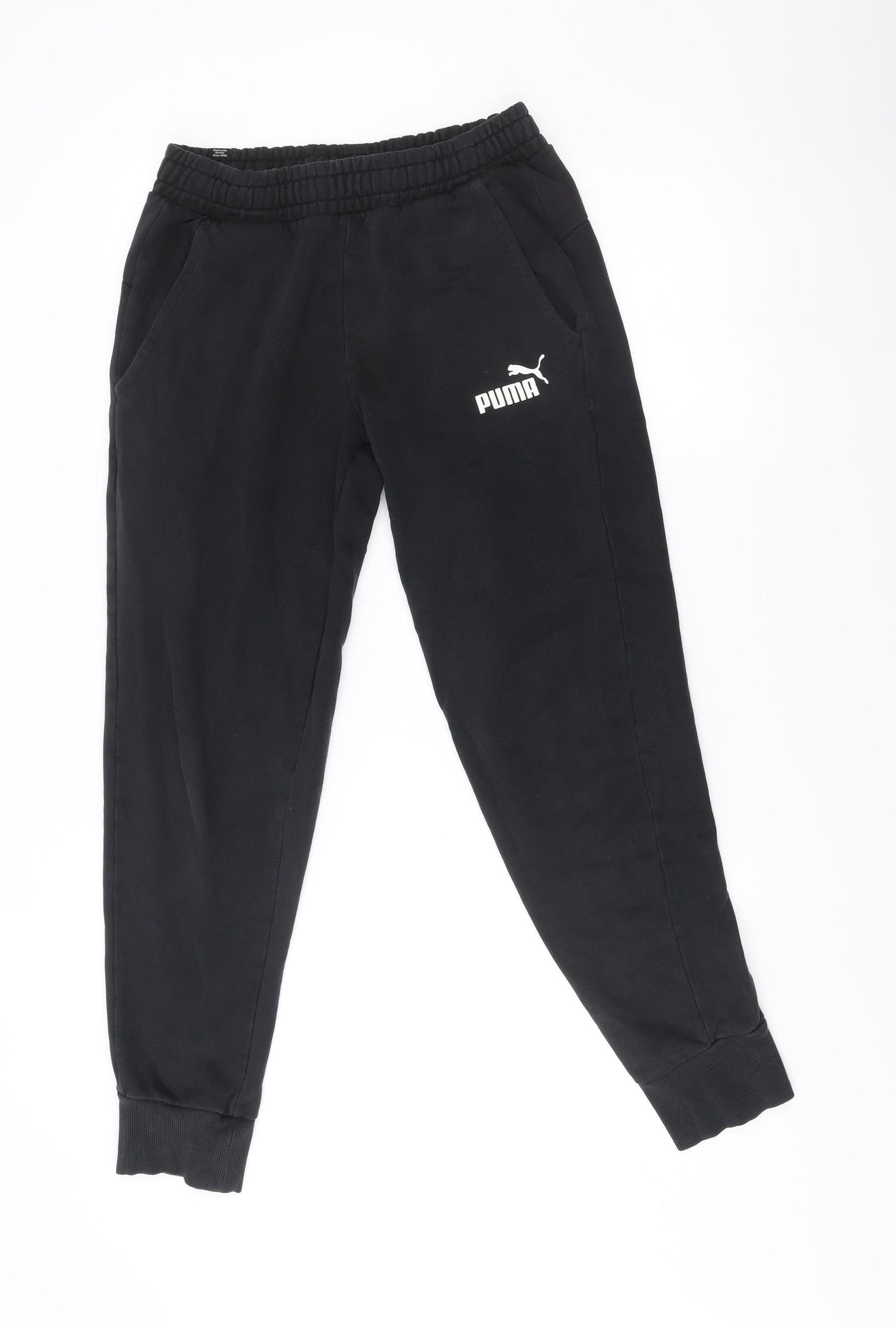 Puma Men’s Black Jogger Trousers S Regular Fit Fleece Activewear