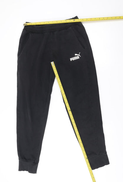 Puma Men’s Black Jogger Trousers S Regular Fit Fleece Activewear