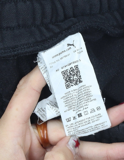 Puma Men’s Black Jogger Trousers S Regular Fit Fleece Activewear