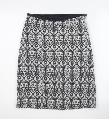 Laura Ashley Women’s Black Geometric Wool Mix Pencil Skirt UK 8