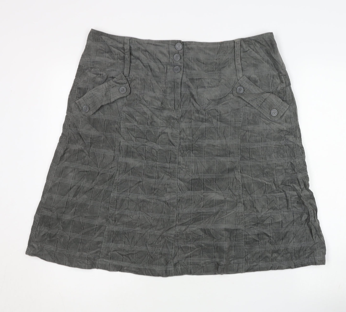 EDEIS Women’s Grey A-Line Cotton Knee Length Skirt UK 18