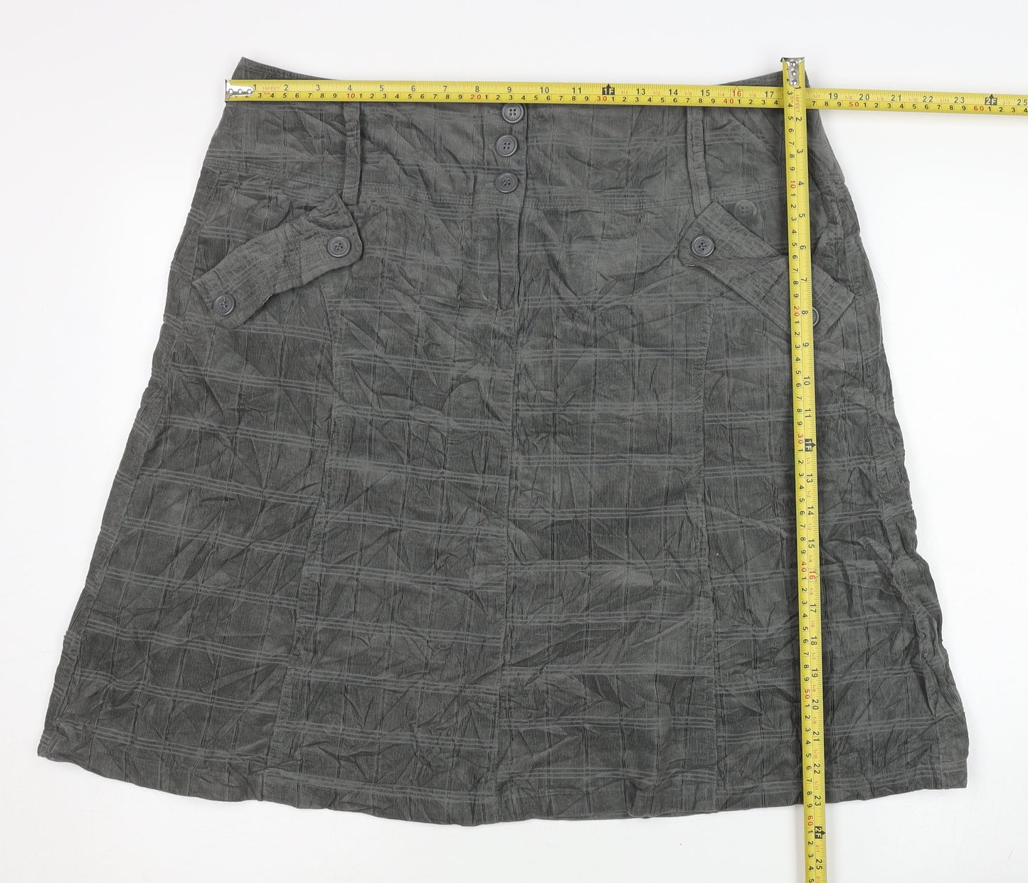 EDEIS Women’s Grey A-Line Cotton Knee Length Skirt UK 18