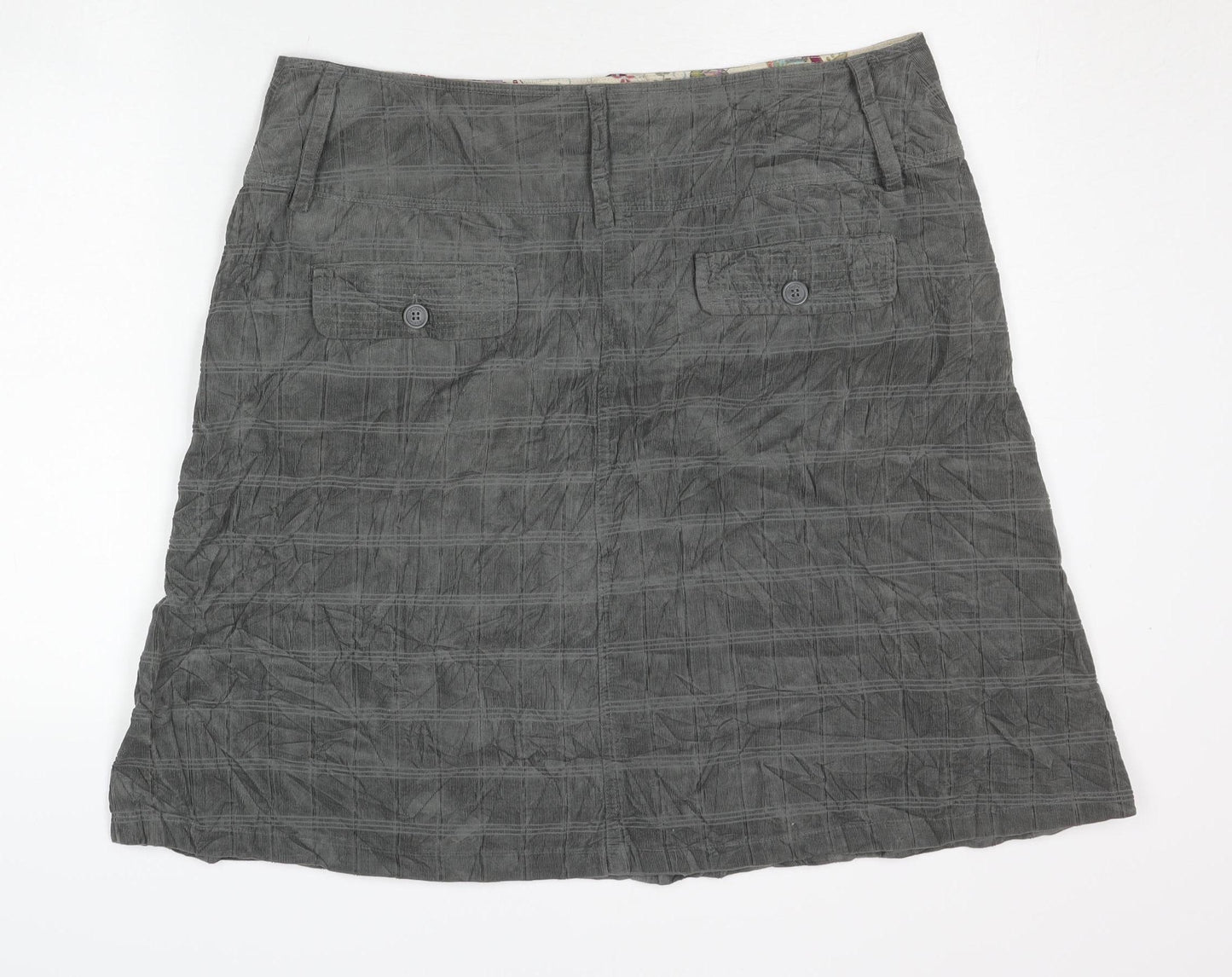 EDEIS Women’s Grey A-Line Cotton Knee Length Skirt UK 18
