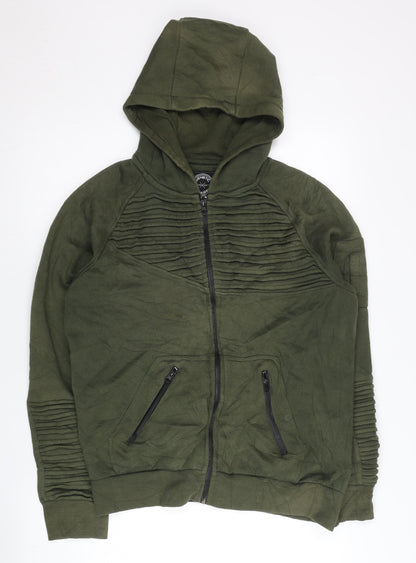 Mens UK Size L Genetic Apparel Green Full Zip Hoodie