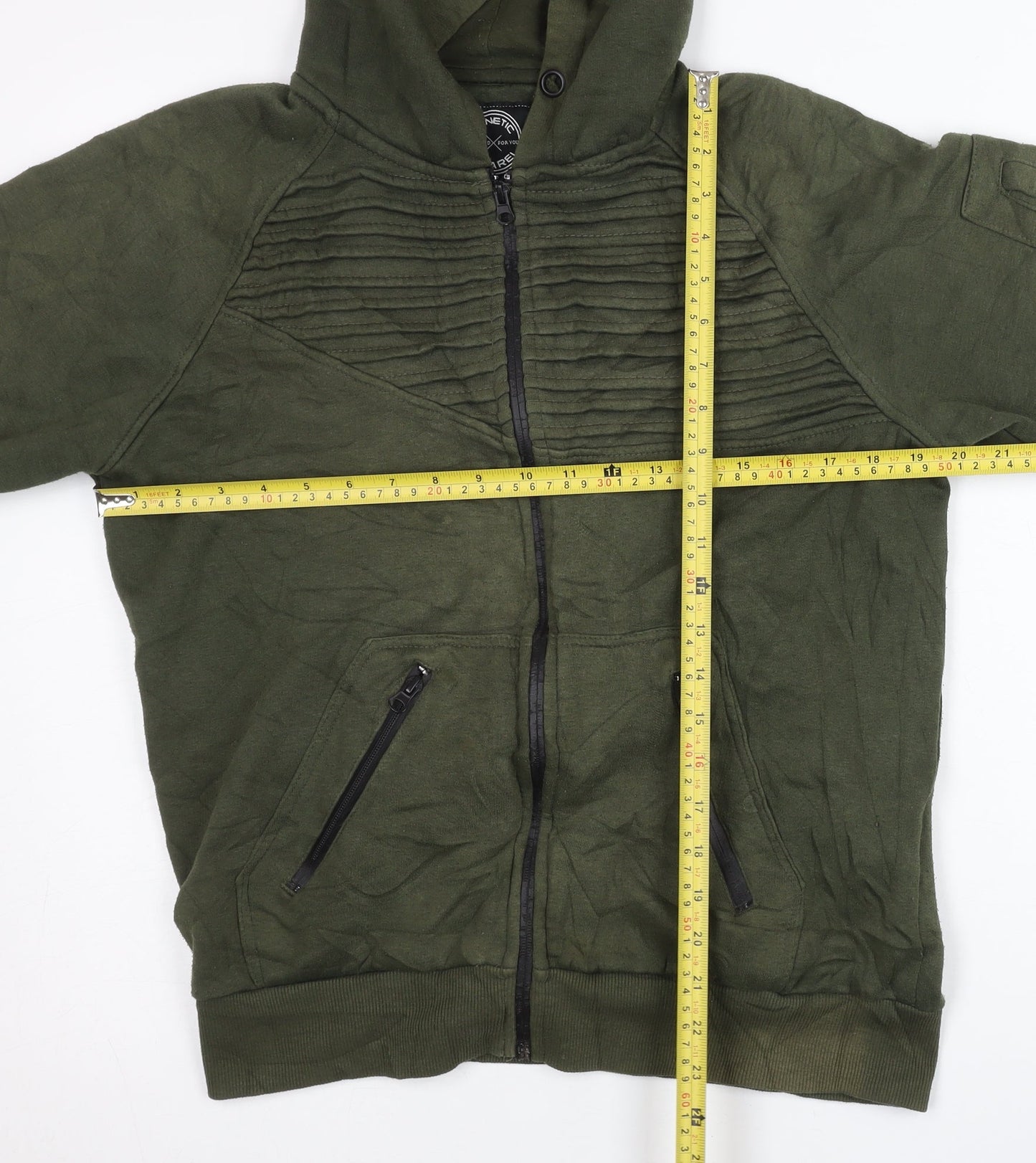 Mens UK Size L Genetic Apparel Green Full Zip Hoodie