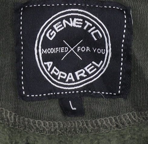 Mens UK Size L Genetic Apparel Green Full Zip Hoodie