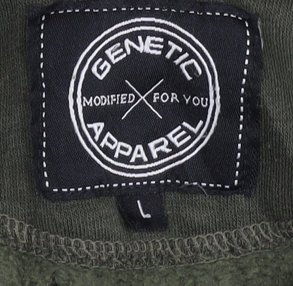 Mens UK Size L Genetic Apparel Green Full Zip Hoodie