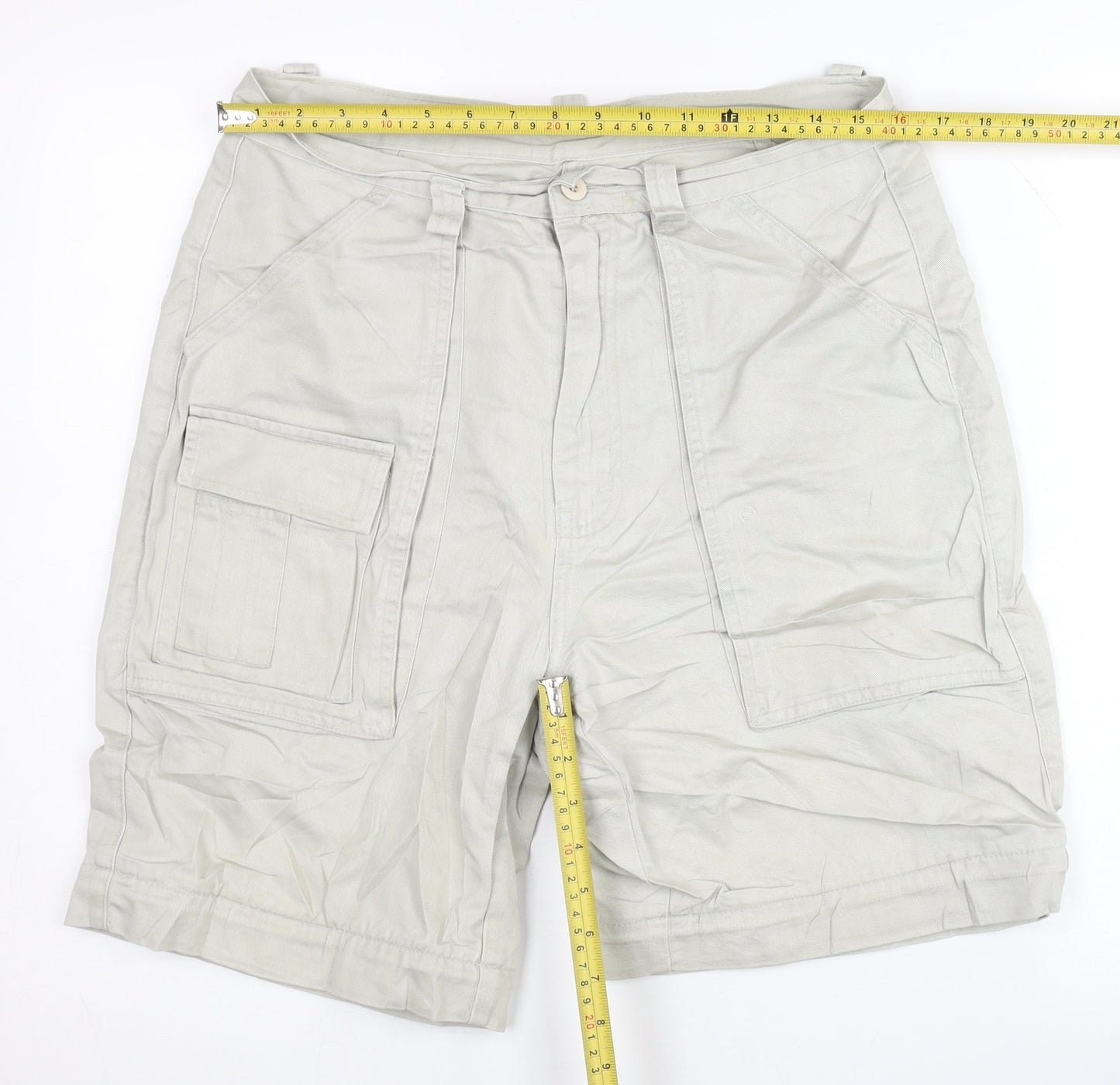 Burton Menswear Men’s Beige Cotton Cargo Shorts Size 32R