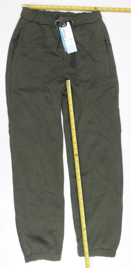 Crane Men's Green Jogger Trousers Small Fishing Outdoor Cotton Blend