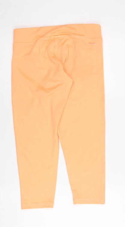 Adidas Womens Orange Cropped Leggings UK 12-14 Slim Fit Activewear