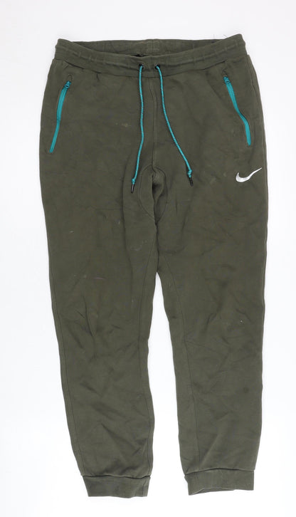 Nike Men’s Green Jogger Trousers L Sportswear Cotton Blend