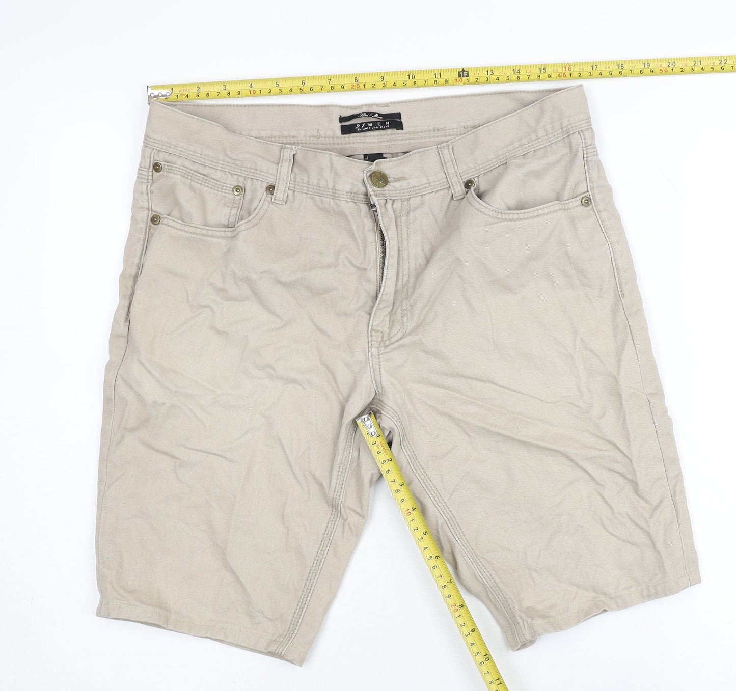 21 Men Slim Fit Beige Chino Shorts Size 32 Cotton Casual