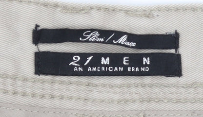 21 Men Slim Fit Beige Chino Shorts Size 32 Cotton Casual