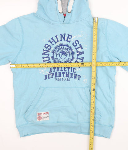 TU Boys Blue Pullover Hoodie 10 Years Graphic Athletic Sweatshirt