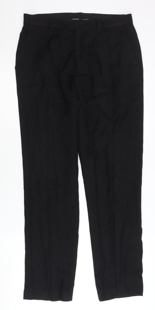 Mens UK Size 31 Calvin Klein Regular Fit Dress Pants Black Trousers