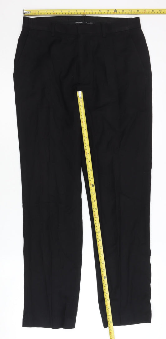 Mens UK Size 31 Calvin Klein Regular Fit Dress Pants Black Trousers