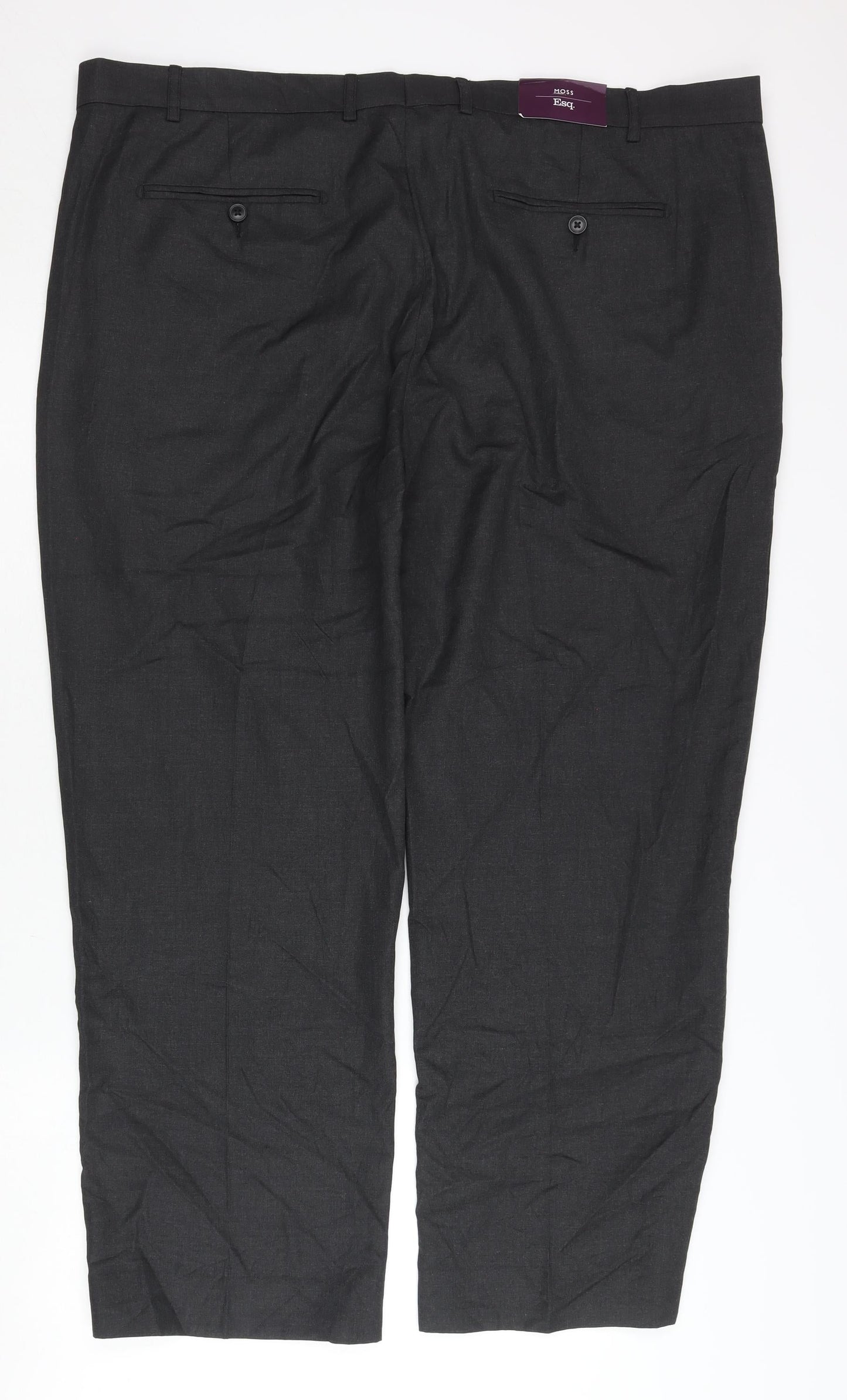 Moss Esq Mens Black 46in Waist Regular Fit Dress Pants Trousers