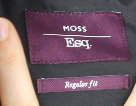 Moss Esq Mens Black 46in Waist Regular Fit Dress Pants Trousers